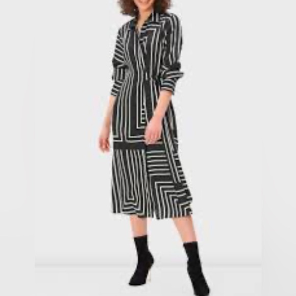 Primark Dresses & Skirts - Black and White Striped Dress with wrap belt